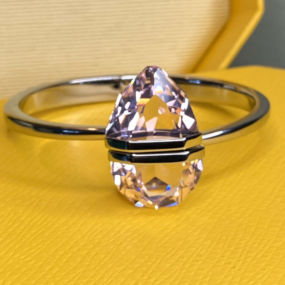Swarovski Lucent Pink Crystal Bracelet Bangle Pear NIB